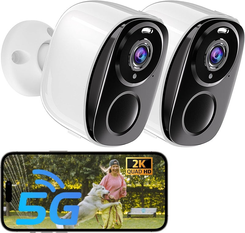 ELECCTV 2Pack 5G&2.4G Security Cameras Wireless Outdoor ,2K Camera for Home Security with Motion Detection Spotlight Siren Alarm WiFi Surveillance Indoor Camera, Color Night Vision, 2-Way Talk, IP65, Cloud/SD - Image 1